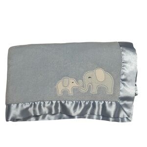 Carter's Blue Elephant Mom and Baby Blanket with Satin Trim 27.5” x 28.5" #35623